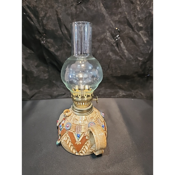 Vintage Handmade Miniature Pottery Oil Lamp Artist Signed - Picture 2 of 10
